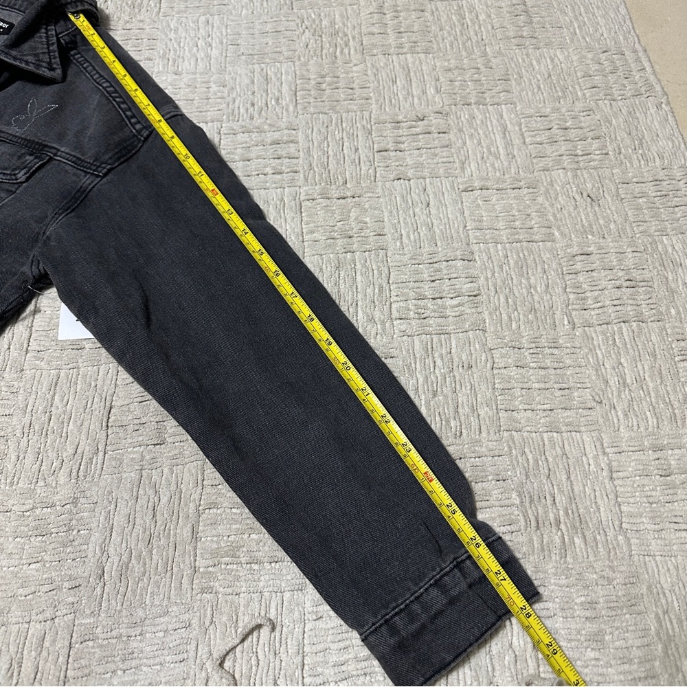 Playboy Pacsun Rhinestone Bling Cropped Black Denim Jacket NWT Logo - Picture 9 of 12